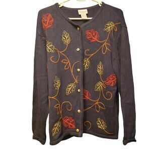 Vintage Crystal Kobe fall leaf cardigan
